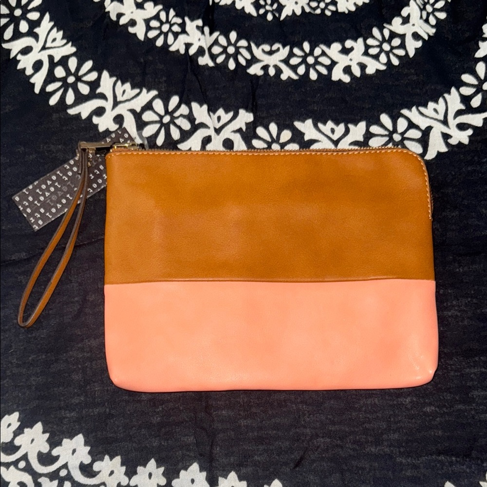 Two-Tone Brown and Pink Street Level brand Clutch